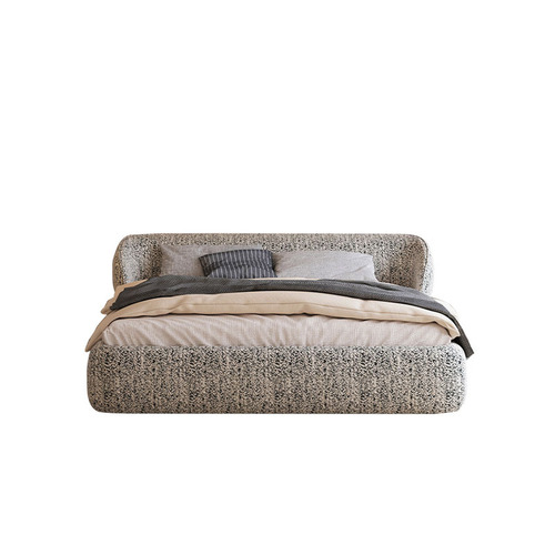 Ancient Chinese style fabric bed, minimalist light French Jiuji aesthetic master bedroom double bed hugging high-end designer cotton linen bed