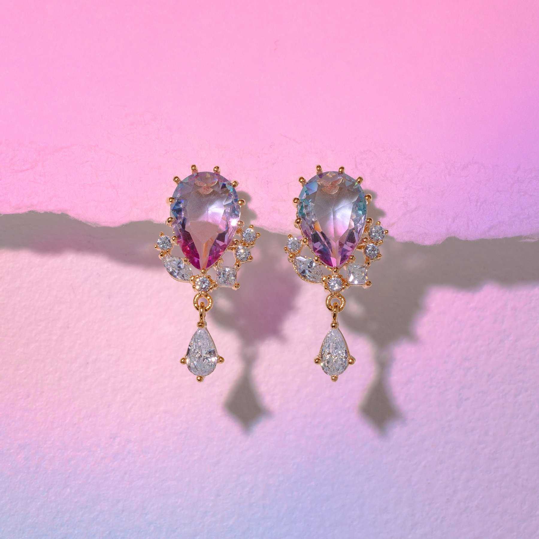 Exquisite Geometric Water Drop Zircon Earrings Jewelry Accessories display picture 2
