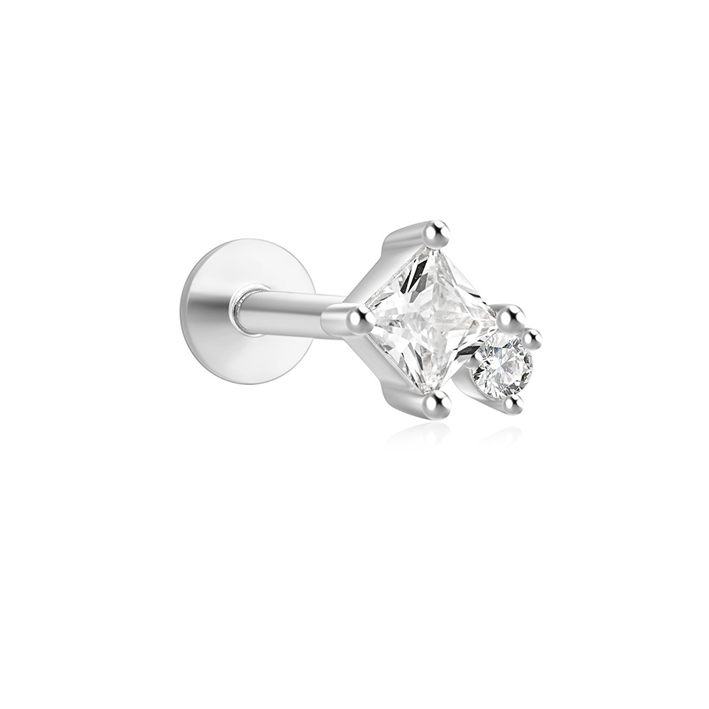 2g Weight Zircon Inlay Material Ear Studs Classification 1 Piece Quantity Daily Occasion 925 Sterling Silver Material Geometric Pattern Women's Gender Plating Design Simple Style Style 1 Piece Ear Cartilage Rings & Studs Simple Style Geometric 925 Sterling Silver Plating Zircon 93