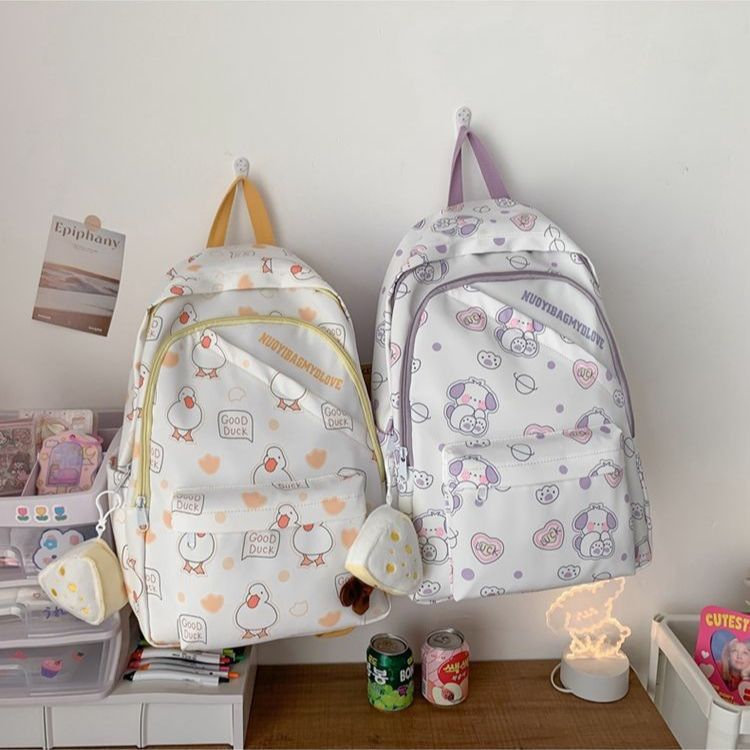 Moda nicho fresco dulce lindo Harajuku graffiti diseño mochila estudiante de secundaria gran capacidad