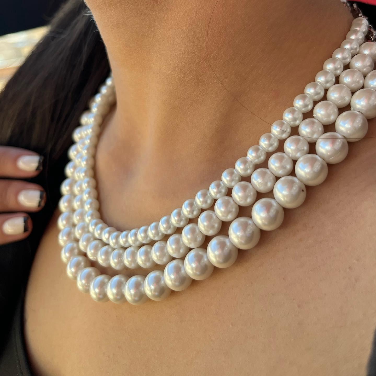 Artificial Pearl, Shell pearls Material Retro French Style Round Artificial Pearl Shell Pearls Wholesale Necklace