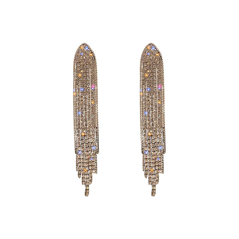Aretes largos llenos de diamantes de lujo ligero nicho diseño de alta calidad temperamento versátil cena de citas de moda auriculares image 6