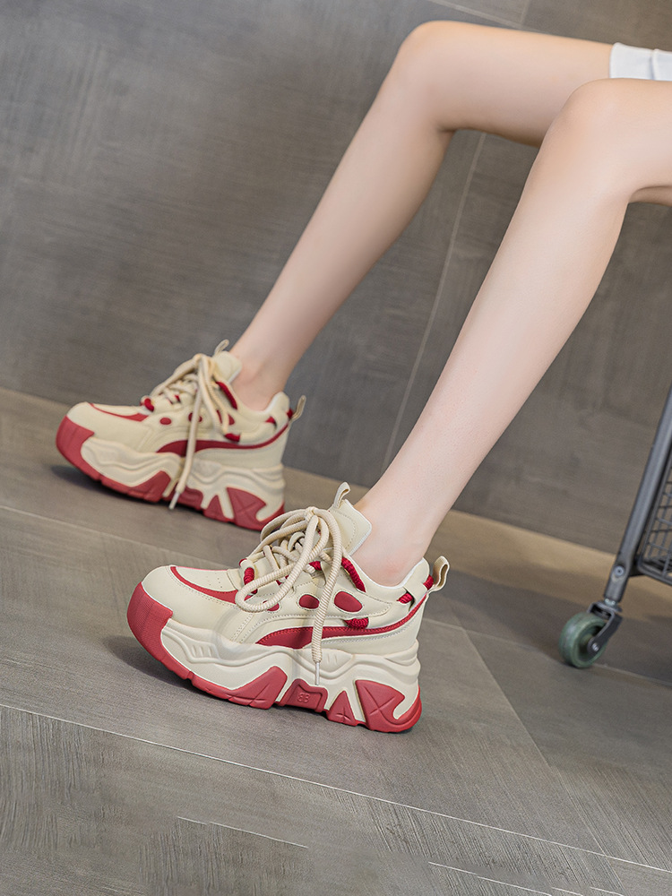 Giày sneaker nữ đế xuồng tăng chiều cao, dáng chunky đế dày thoáng khí, phối màu đa dạng — M2516-2 đen trong suốt lưới, M2516 kaki một lớp bên trong, M2516-1 trắng be lót nhung, M2516-1 màu đen lót nhung chi tiết 9