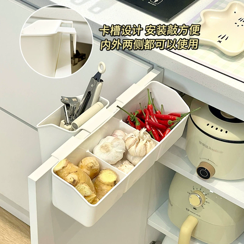 Подвесной ящик для хранения лука, имбиря и чеснока, кухонный настенный стеллаж для хранения пластиковой пленки для чеснока и перца чили, корзина для хранения на двери шкафа