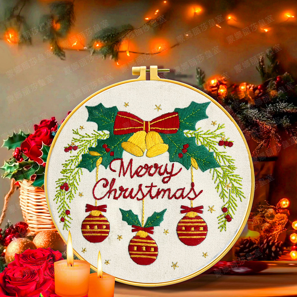 2025 Navidad transfronteriza nueva colección de bordado de Navidad bordado de Navidad