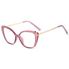 Pooh's new European and American anti -Blu -ray glasses female retro butterfly inverted triangle Amazon TR90 metal leg 9020