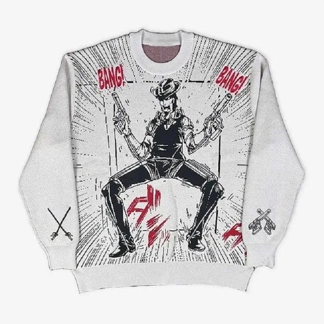 Unisex Knitted Pullover Sweater With Anime Jacquard Pattern_voghion.com