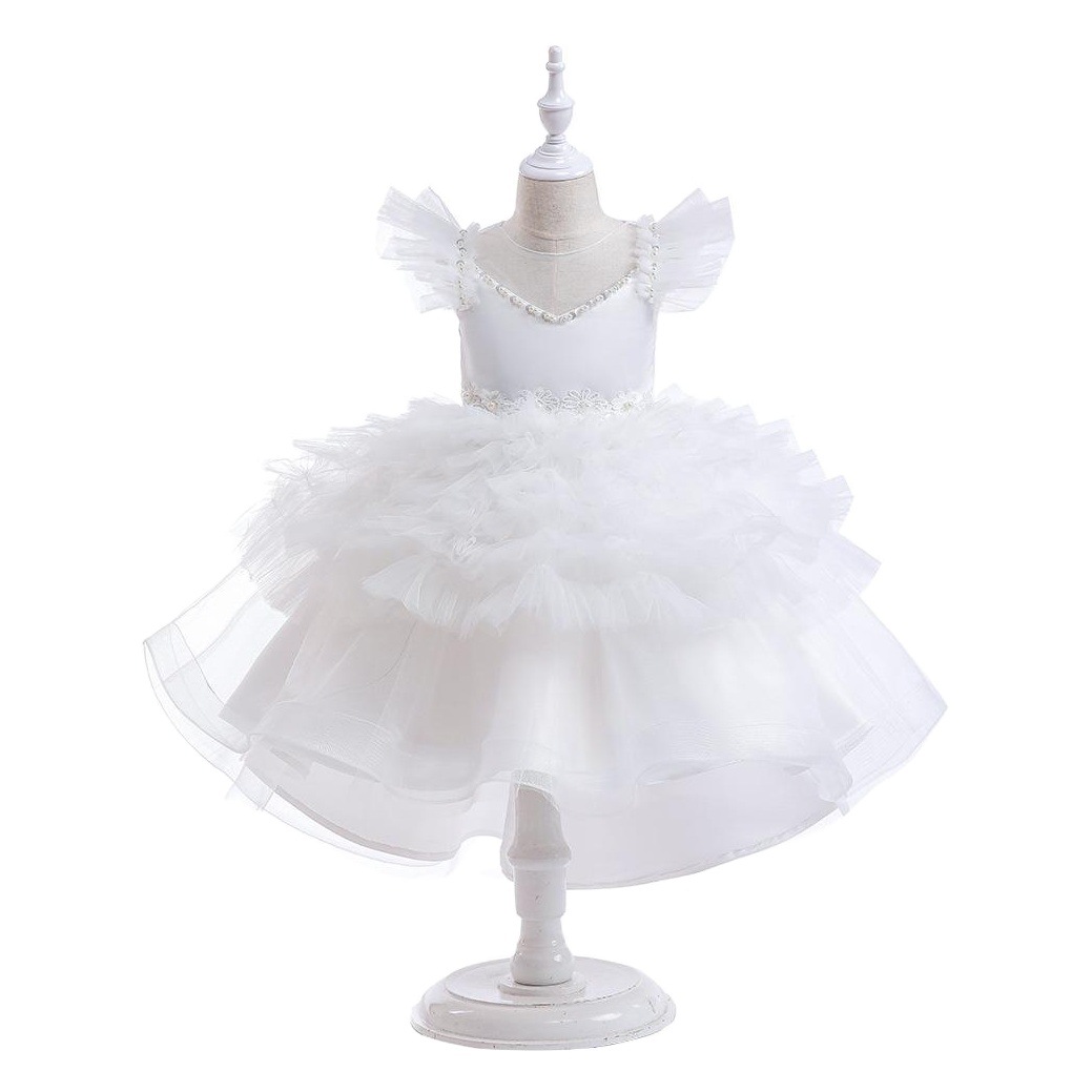 2024 transfronteriza nueva pequeña manga de vuelo malla pettiskirt pastel falda vestido de los niños piano anfitrión ropa de rendimiento