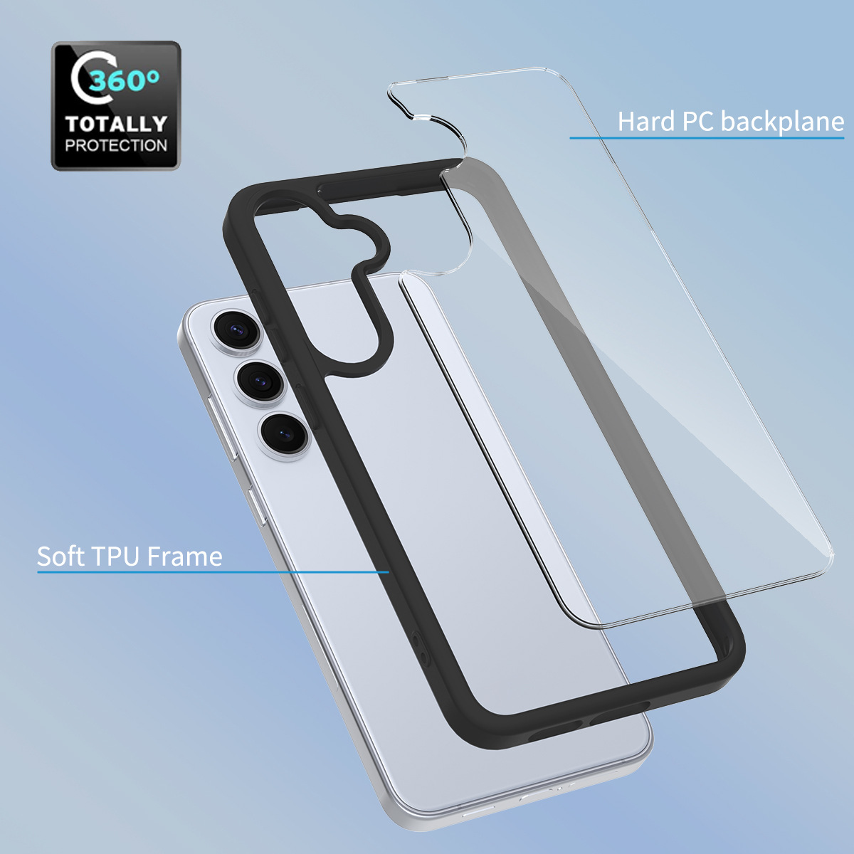 Cross-border S25 Plus Silver Shield Transparent Frosted Side with Hanging Skin S25 Edge Cover for Mobile Phone