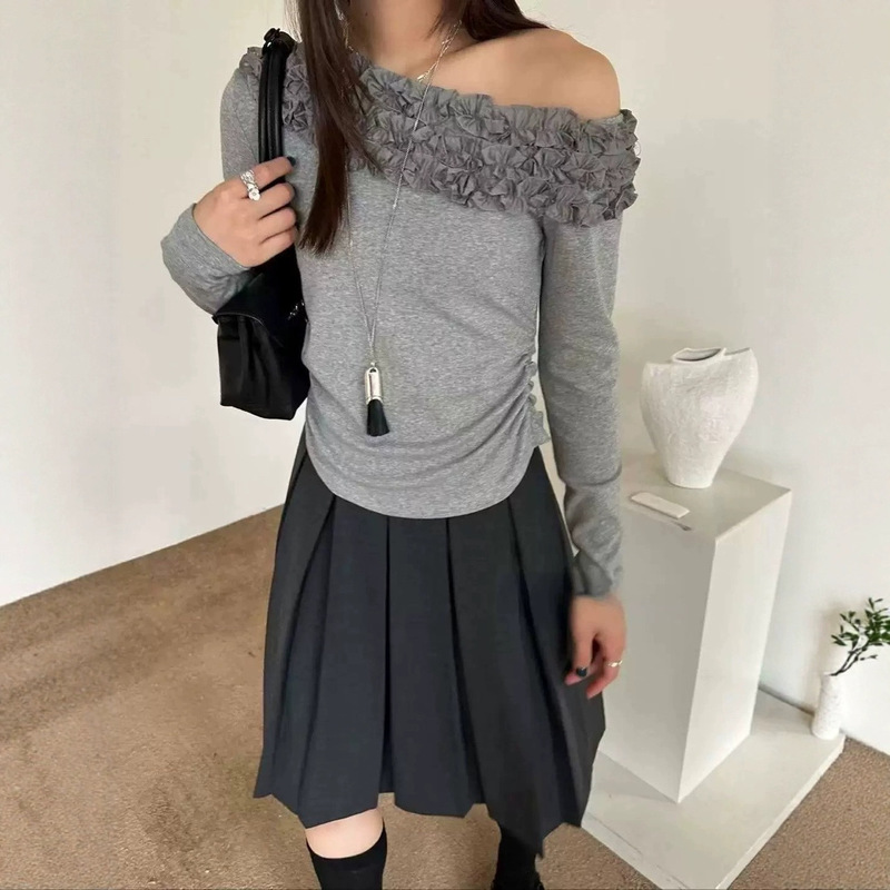 25秋季女装新款花边拼接长袖衫女|undefined