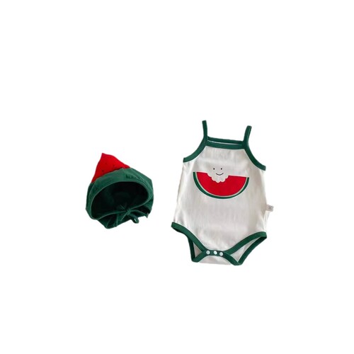 Korean version new baby and toddler unisex cute watermelon style sleeveless crawling suit for summer
