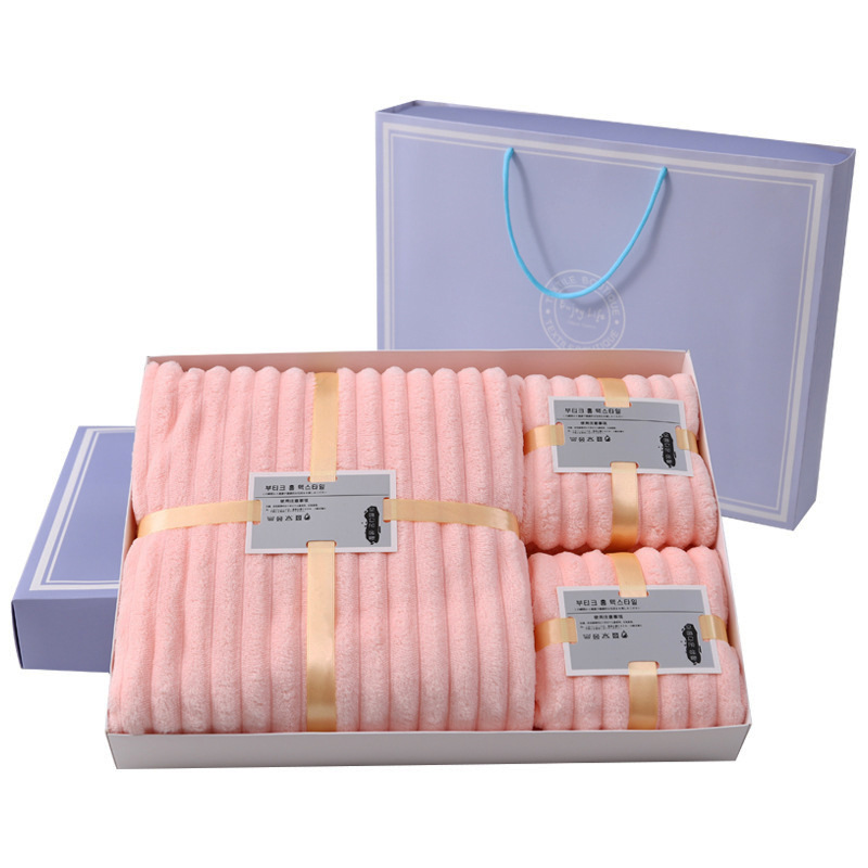 Candy toallas de peluche caja de regalo set toallas faciales absorbentes suaves y cómodas toallas de peluche de coral al por mayor transfronterizas