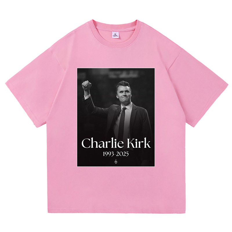 【欧码棉T】Charlie Kirk自由T恤时尚男/女原宿美学字母印花T恤中|undefined