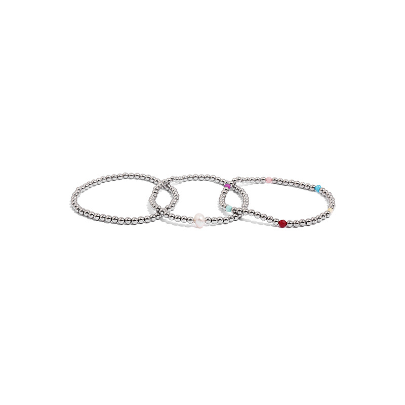 De Acero de titanio de moda fresco hip hop estilo Piedra Natural apilados de perlas de agua dulce natural pulsera textura ins pulsera para hombres y mujeres