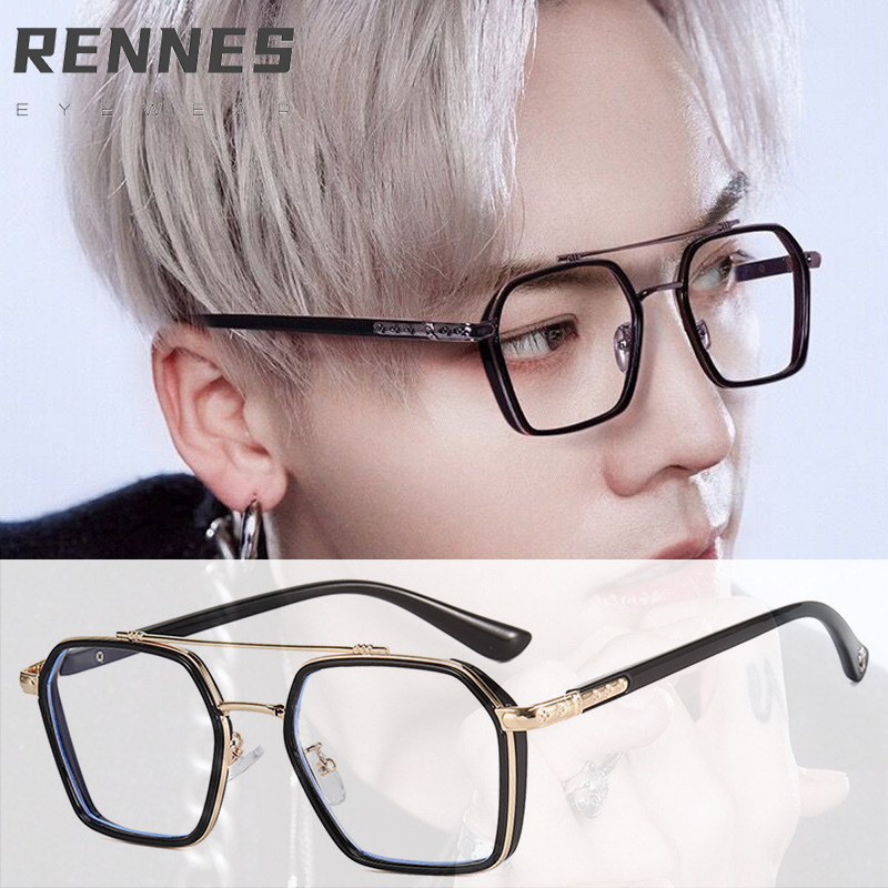 2021 vintage metal doble haz hombres y mujeres gafas de sol marco grande gafas piloto marco Chen Weiting mismo estilo 9301