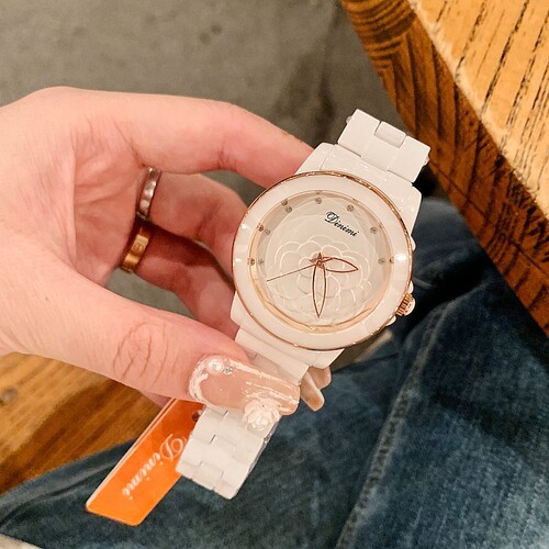 Timminy's new Korean version of ceramic strap women's watch trendy fashion women's watch feminine flower dial