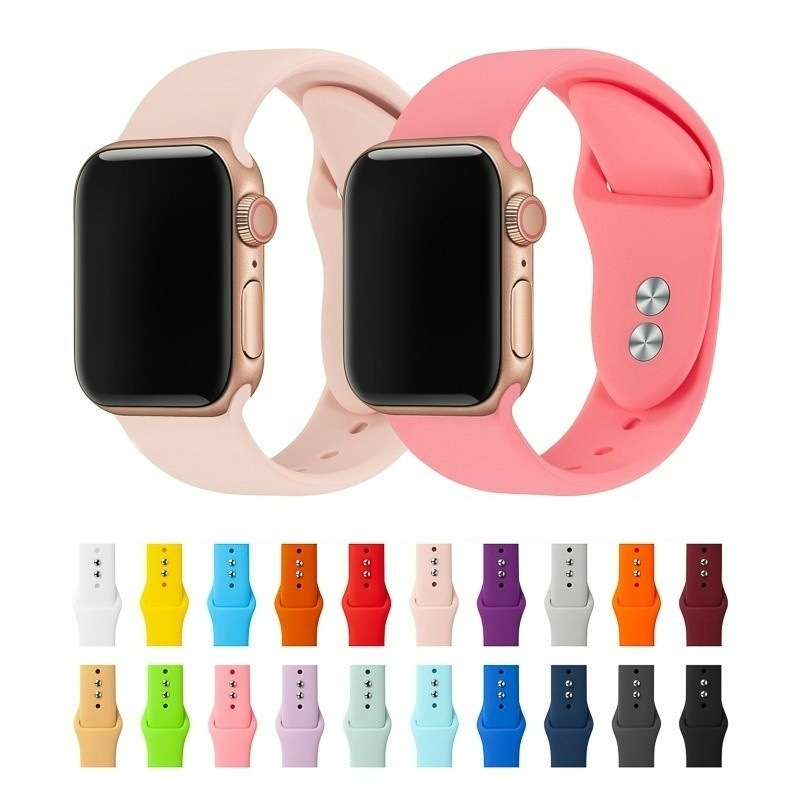 Cross-border Amazon temu Smart Watch Strap 1-8 Generation Pure Color Silicone Strap Double Nail