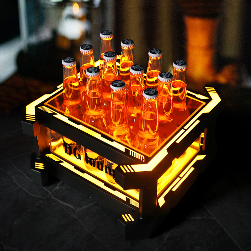 Alcohol bar light beer barrel KTV light ice particles ice bucket metal ironwork mechanical style acrylic 12-piece set wine frame