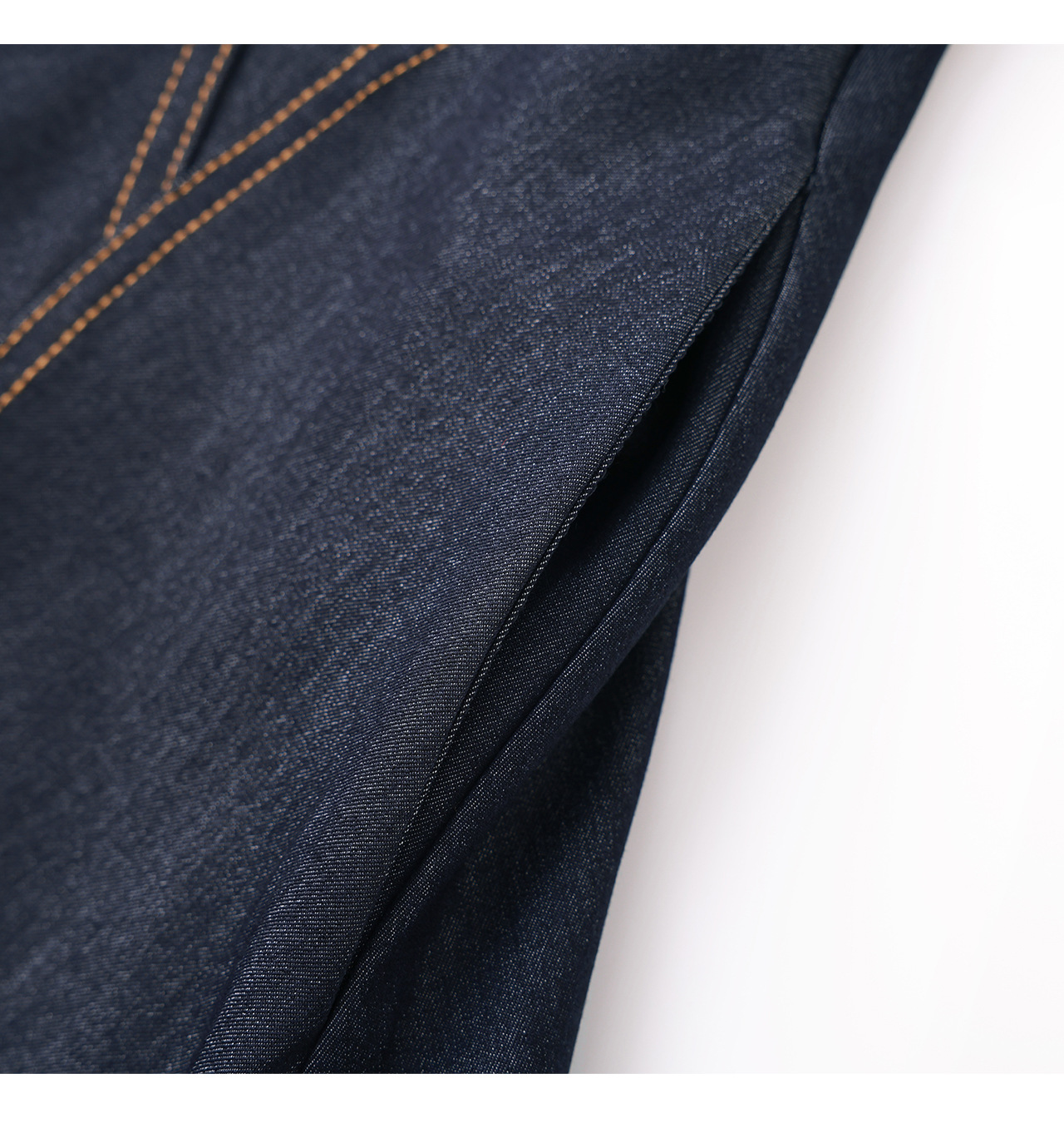 Đầm denim nữ tay ngắn thắt eo phong cách vintage chất liệu tencel cotton thoáng mát — màu xanh đậm chi tiết 20