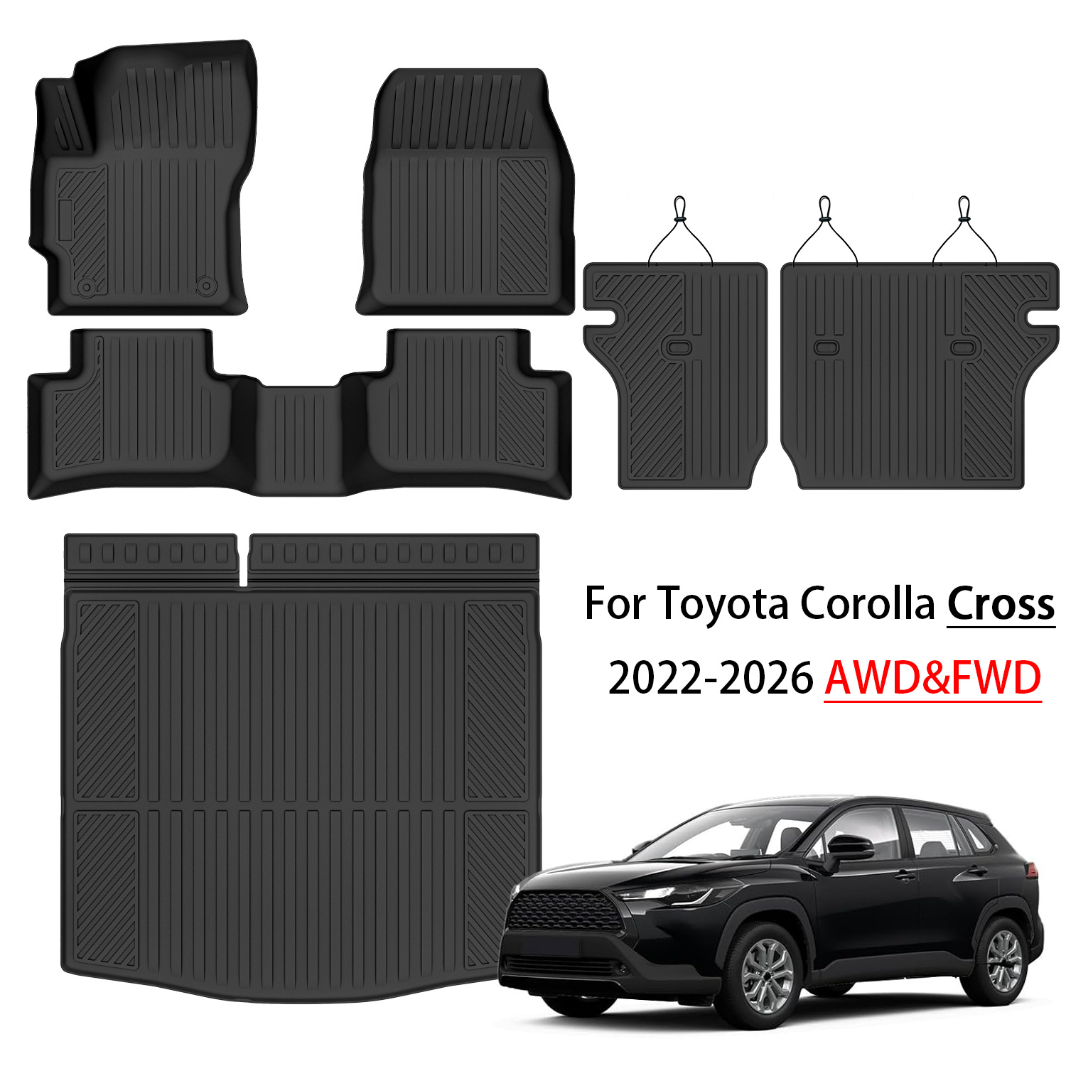 Toyota Corolla Cross üçün rezin döşəmə və baqaj xalçası, 2022-2026