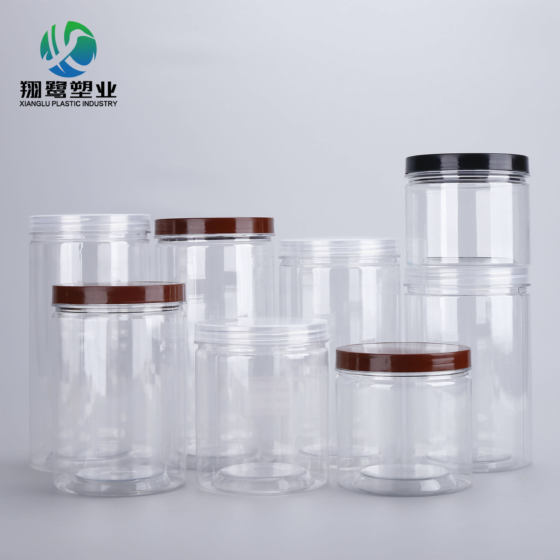 100口透明密封罐pet零食花茶饼干坚果包装罐水晶泥罐子透明塑料罐