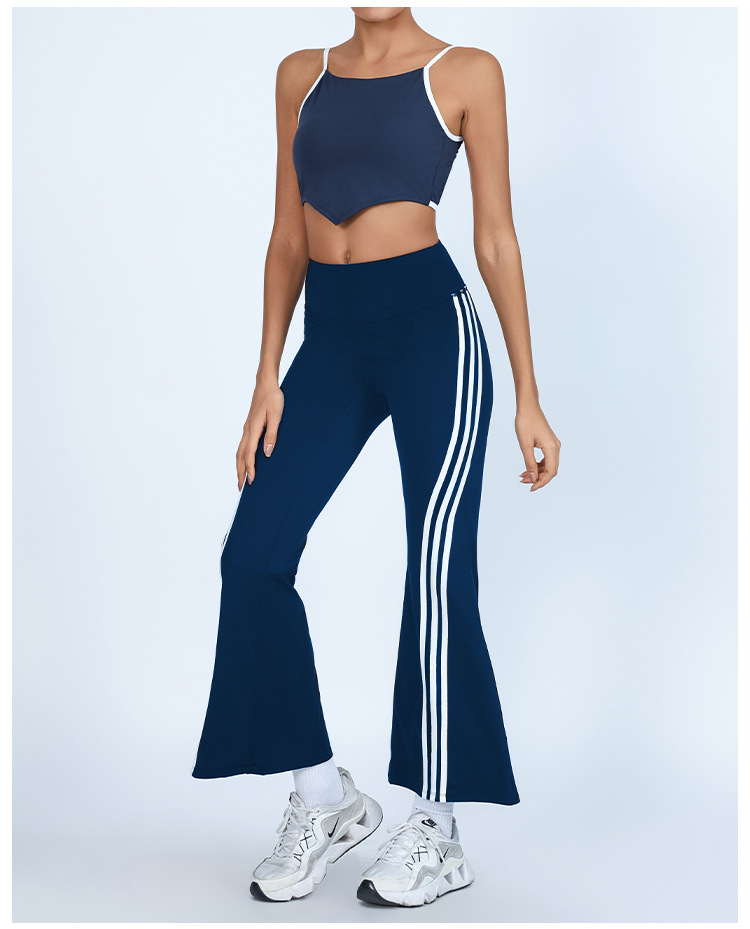 Yoga transfronterizo de comercio exterior, hermosa espalda con almohadilla para el pecho, chaleco deportivo y fitness, pantalón acampanado de secado rápido a juego de color de cintura alta, traje de dos piezas