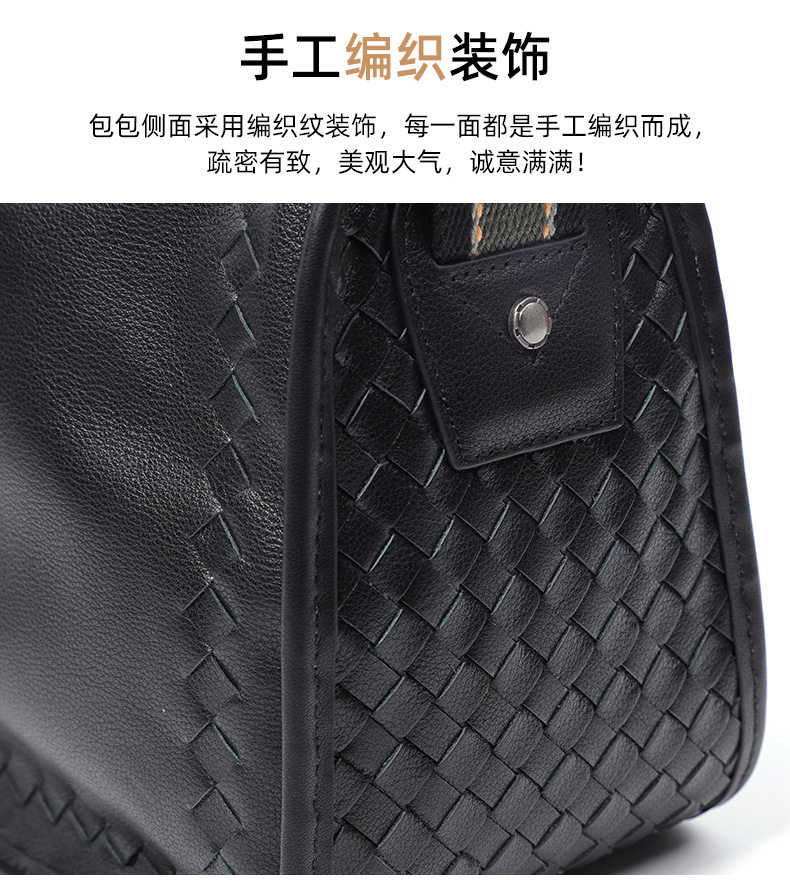 Túi đeo chéo nam da thật dệt đan 29×11×17 cm — Màu đen da bò, Màu đen da cừu chi tiết 8