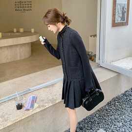 减龄毛呢百褶背心裙套装女2025春季新款韩版时尚长袖打底衫两件套