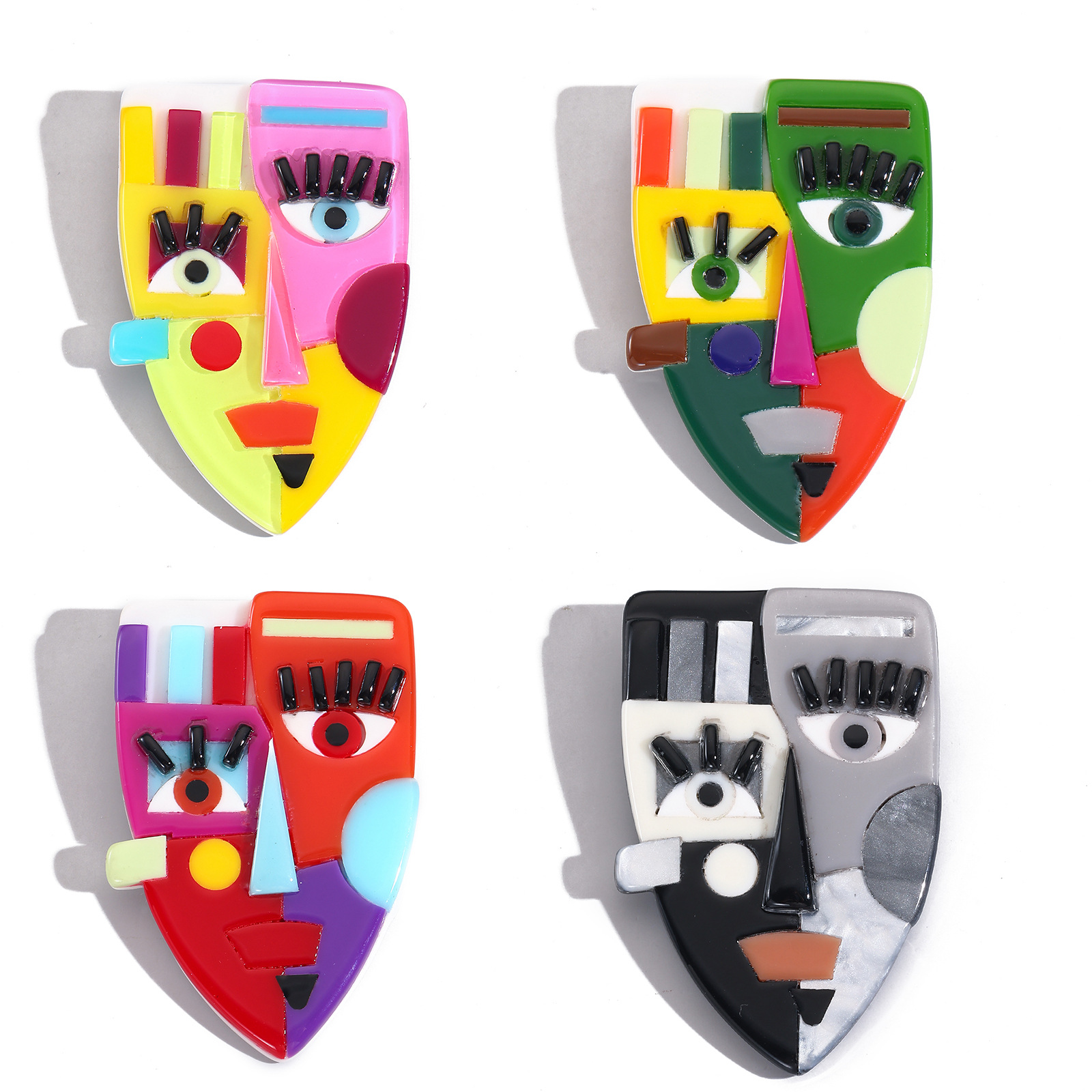 Cross-Border New Style Colorful Spliced Acrylic Brooches, Elegant Casual Style, High-End and Stylish Women's Accessories Wholesale