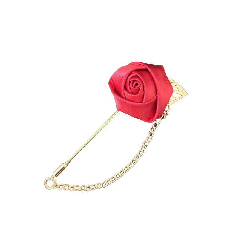 Traje de joyería de estilo coreano para hombres y mujeres cadena de flores rosa ramillete de hoja ramillete broche camisa collar pin collar flor accesorios