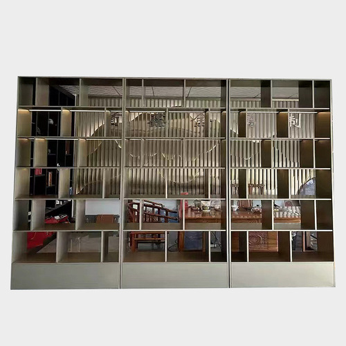 Embedded alcove metal laminate bookcase decoration TV background wall wine cabinet display cabinet stainless steel plate cabinet