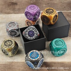 新款D6面金属7合一骰子旋转DND龙与地下城RPG角色扮演多面体跨境