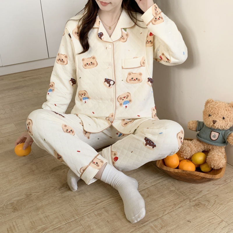 2025 otoño y invierno ropa de aire de algodón de invierno para mujeres embarazadas pijamas de maternidad para mujeres después del parto set de ropa de lactancia