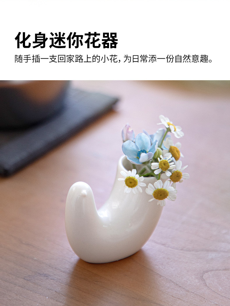 【中國直郵】 霜山 小鳥牙籤筒1個 萌趣擺飾 瓷製 多功能 迷你插花器