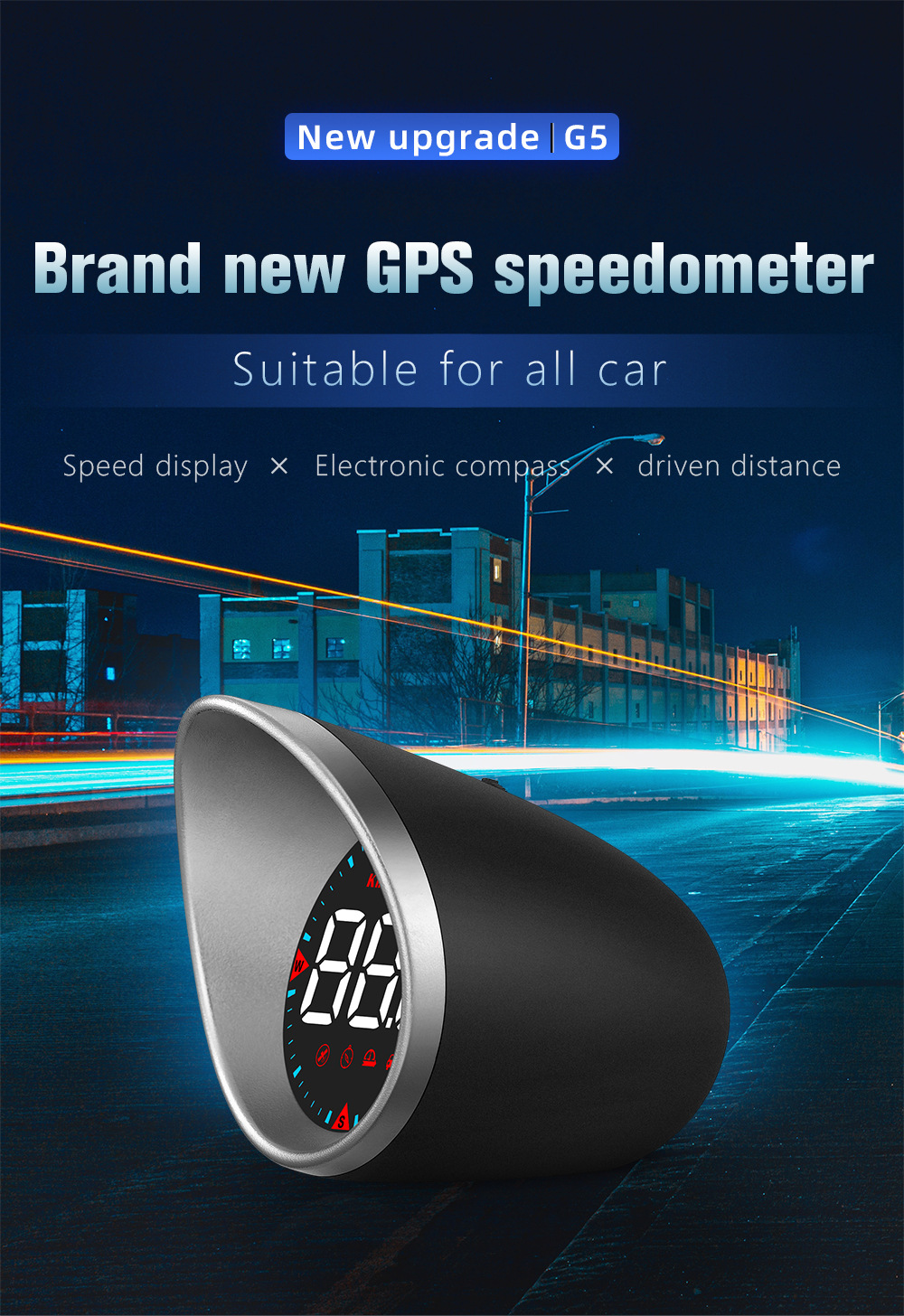 Cross-border car HUD head-up display, universal for cars, with Beidou GPS, over-speed alarm, high-definition smart display G5