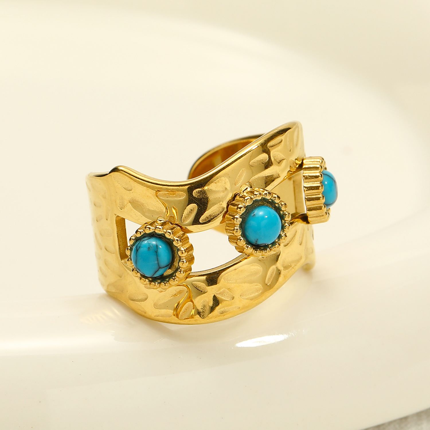 12g Weight Real Gold Plated Plating Material Open Rings Classification Adjustable Ring Size 1 Piece Quantity Casual, Daily Occasion 304 Stainless Steel Material Geometric, Color Block Pattern Women's Gender Vintage Style Style Waterproof Non Tarnish, Plating Craft Real Gold Plated Geometric Color Block 304 Stainless Steel Vintage Style Waterproof Non Tarnish Open Rings 15