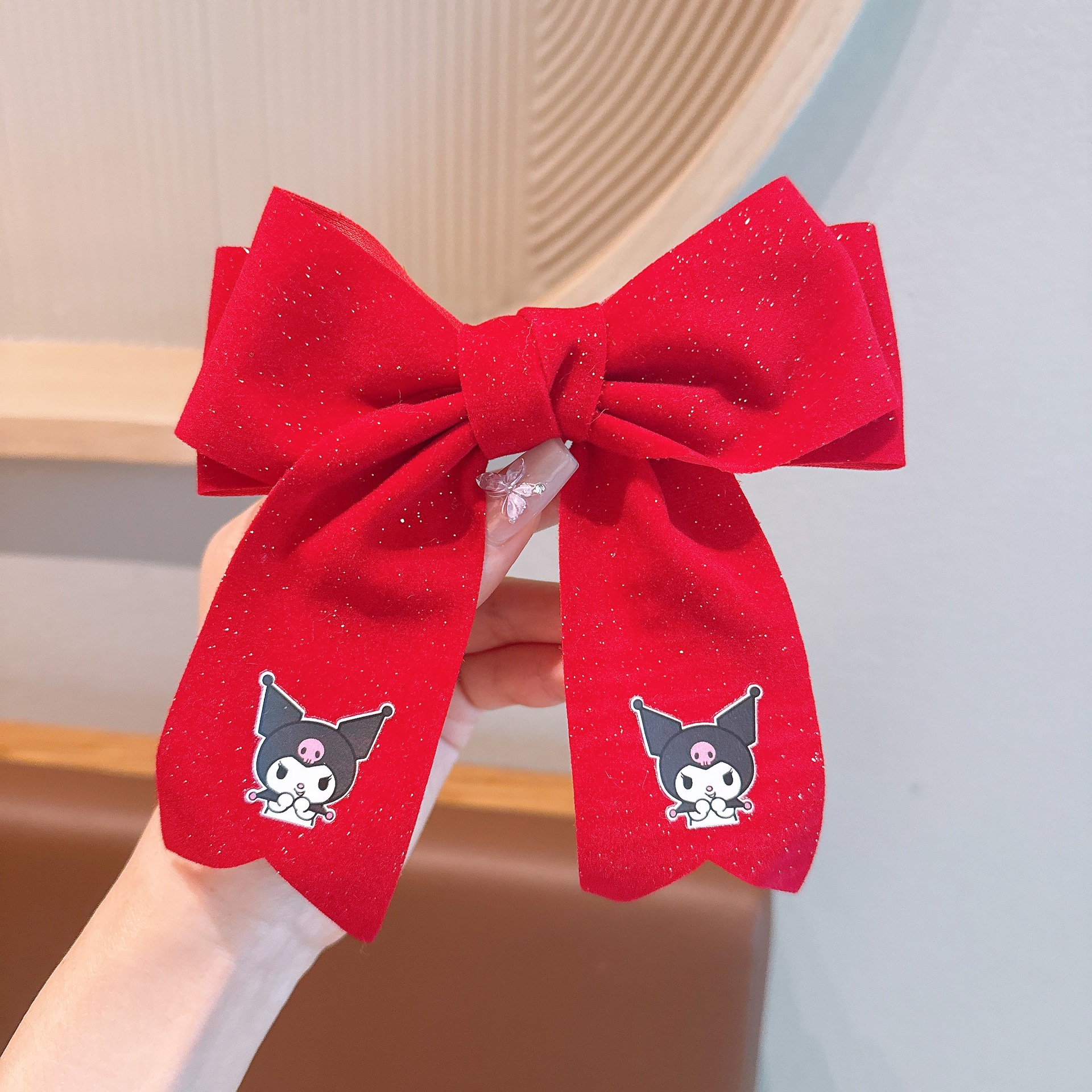 Nuevo estilo coreano para niños arco de Año Nuevo rojo niñas uniformes de Año Nuevo rojo esquinilla clips top clips de cadena clips de pelo