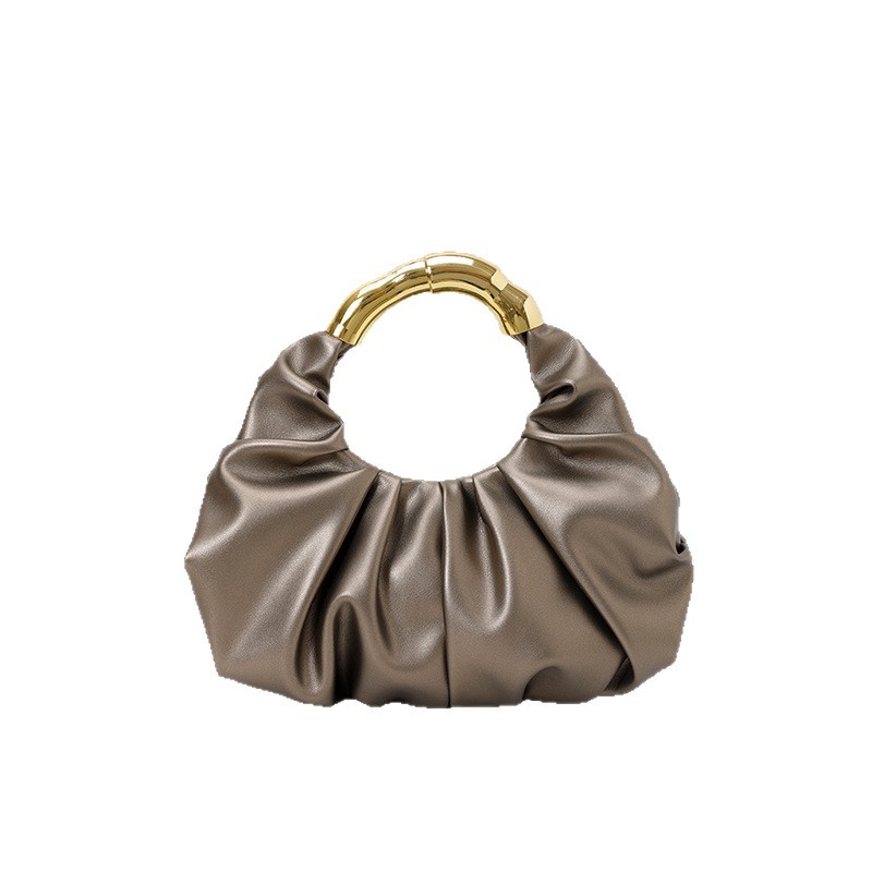 New Arrival Solid Color PU Cloud Bag Trendy Fashion Pleated Niche Design Handbag Elegant Women's Evening Bag - Thumbnail 5
