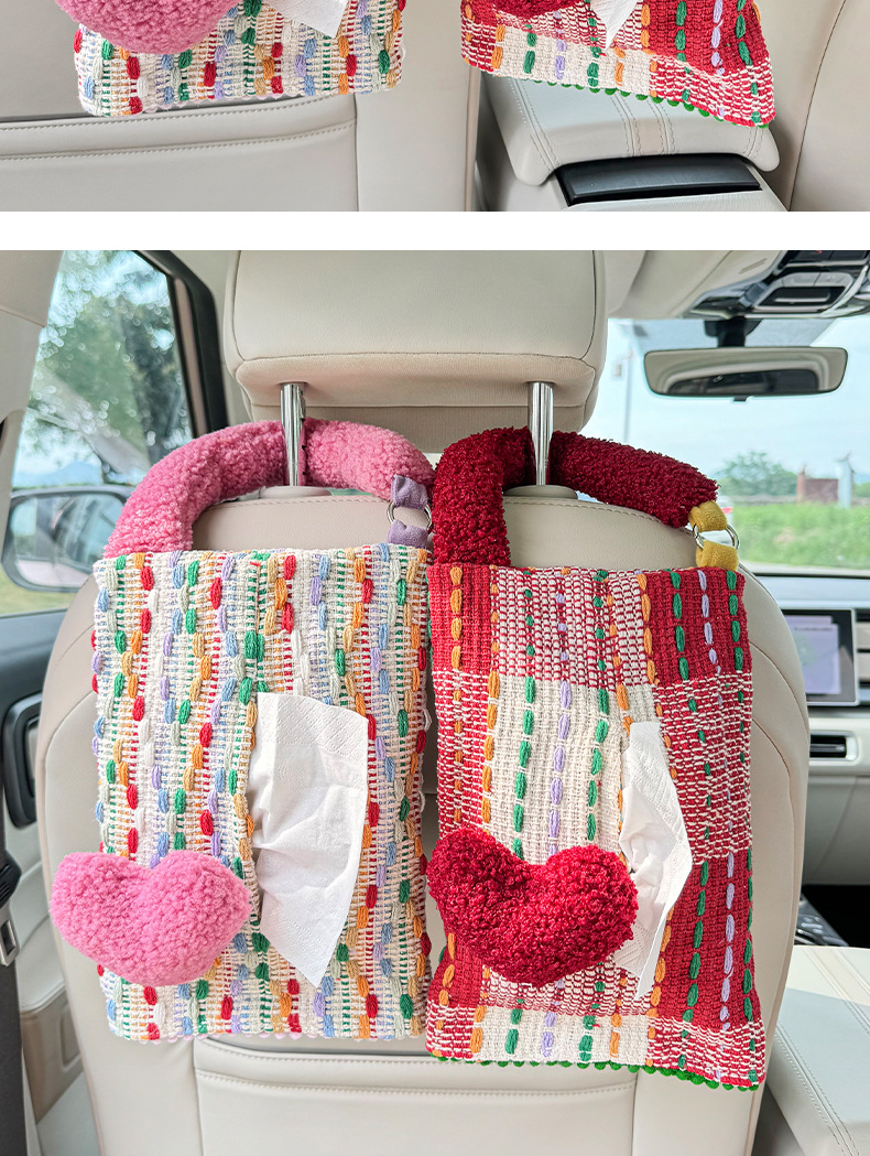 New car tissue box cartoon car chair back hanging paper box original dopamine car tissue hanging bag