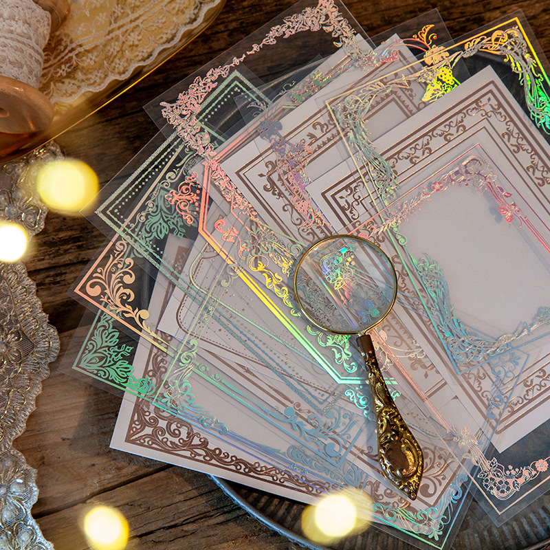 A Beautiful Day PVC Collage Card, Shining Stars Series Retro Handmade Journal DIY Decorative Transparent Border Material