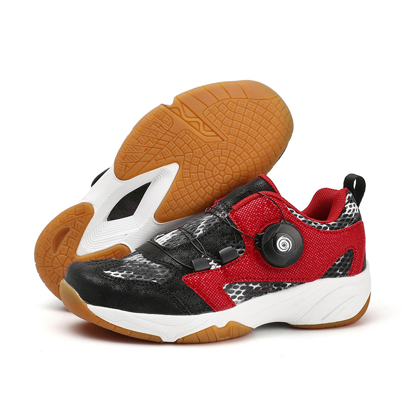 Zapatos de bádminton para niños de verano de red única botón giratorio respirado zapatos de entrenamiento resistentes al desgaste para niños y niñas zapatos deportivos sin lazos