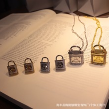 高版西家太后同款锁头项链朋克风个性满钻土星南京锁项饰品耳饰女