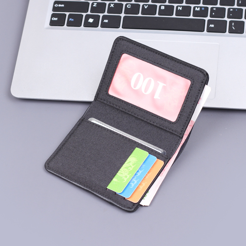 Cartera de lona para hombres, bolsa de tarjetas para hombres, tela suave, cartera vertical para hombres, 5 tarjetas, cartera corta para hombres, ultra delgada
