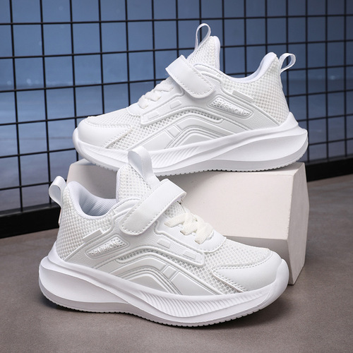 Children's small white shoes, boys 'shoes, girls' shoes, spring and autumn new white sneakers, casual boys 'mesh shoes, wavy shoes