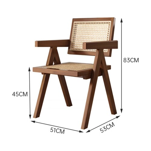 High-end rattan armchair, rattan chair, home dining chair, bed and breakfast rattan back chair, solid wood Chandigarh chair