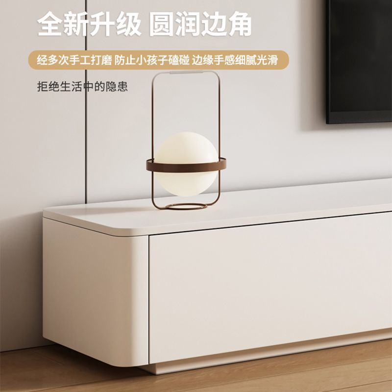 Cream Style Tv Cabinet Combination White Coffee Table Simple Modern Solid Wood Light Luxury Suspended Tv Cabinet Living Room Integrated
