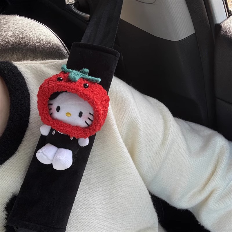 New kitty cat car seat belt shoulder pad plush protective cover anti-collar cute women's car interior decoration