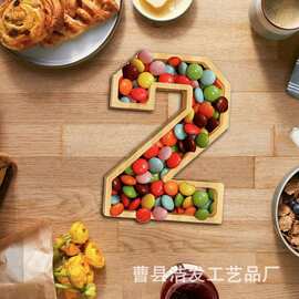 竹制数字托盘新年派对零食水果熟食板生日装饰沙发糖果盘摄影道具