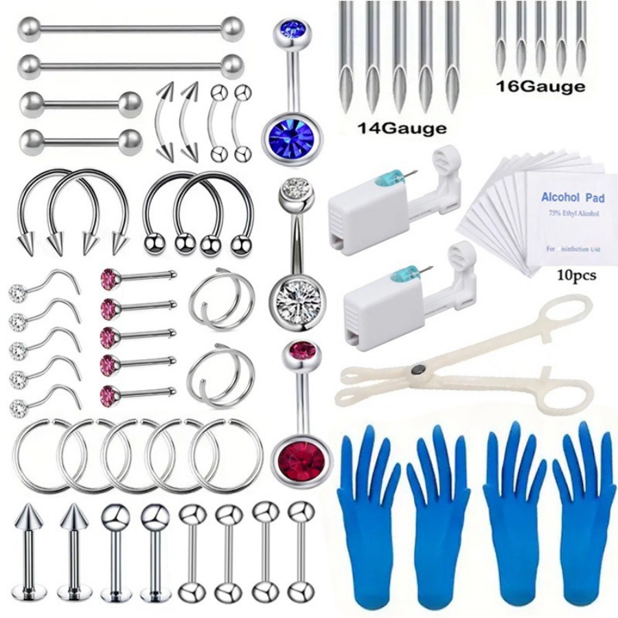 Cross-border E-commerce Bestseller: European American Piercing Tool Set, Titanium Steel Lip Horseshoe Nose Rings And_voghion.com