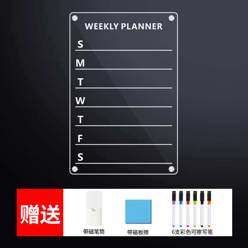 Refrigerador tablero de mensajes de absorción acrílico tablero de visualización de memorando decoración de puerta de entrada borrable pared azulejos magnéticos